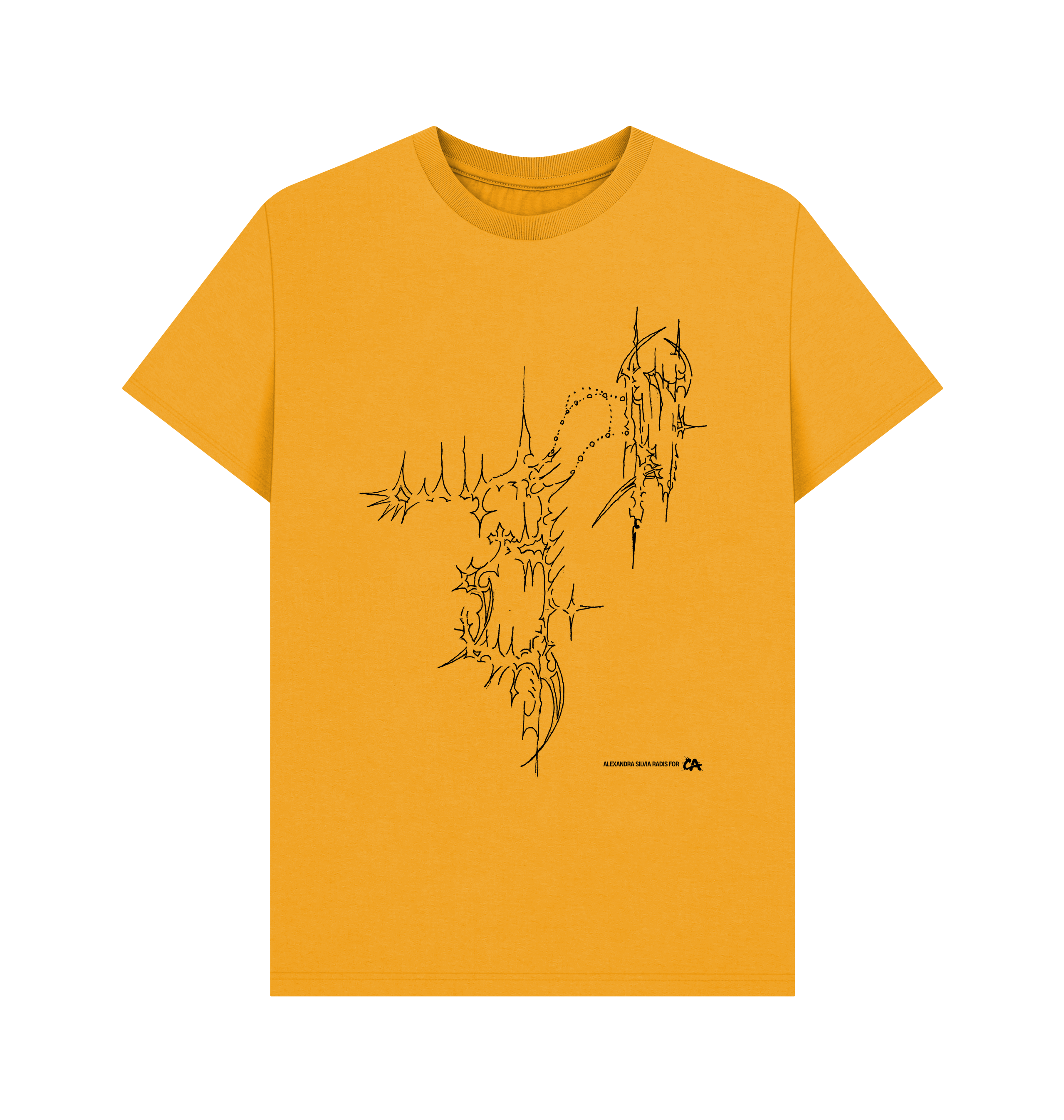 Mustard Printed T-shirt Front