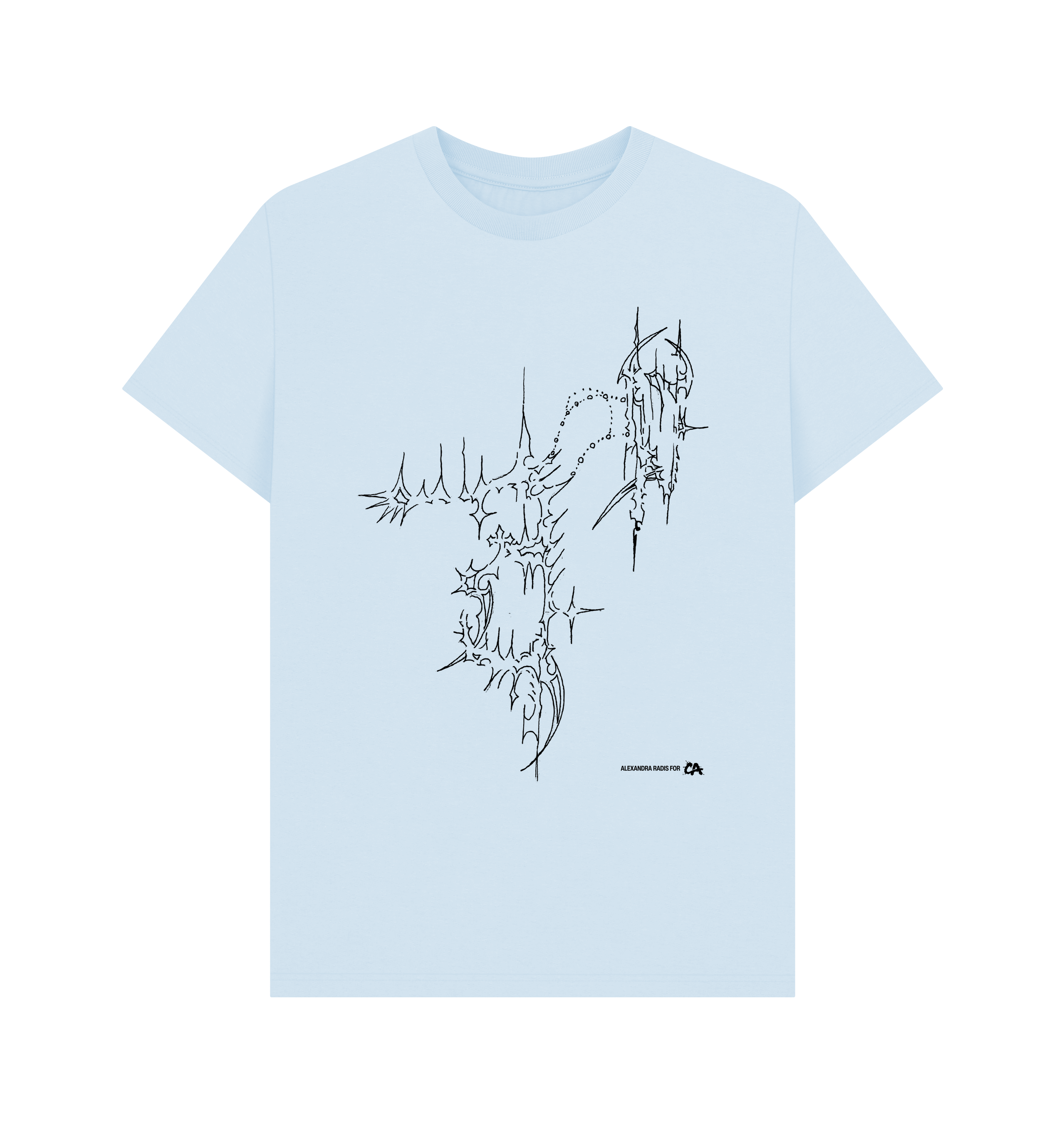 Sky Blue Printed T-shirt Front
