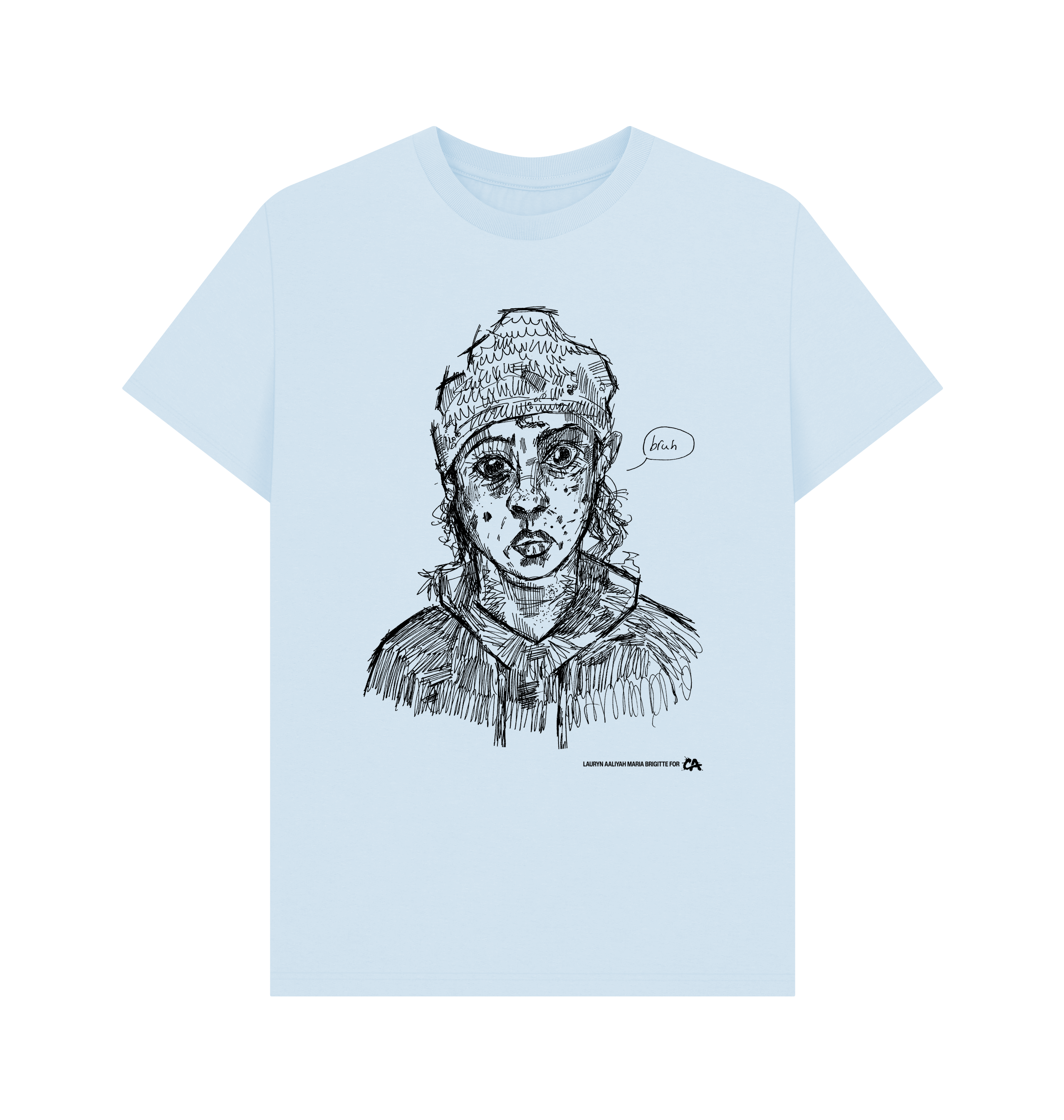 Sky Blue Printed T-shirt Front