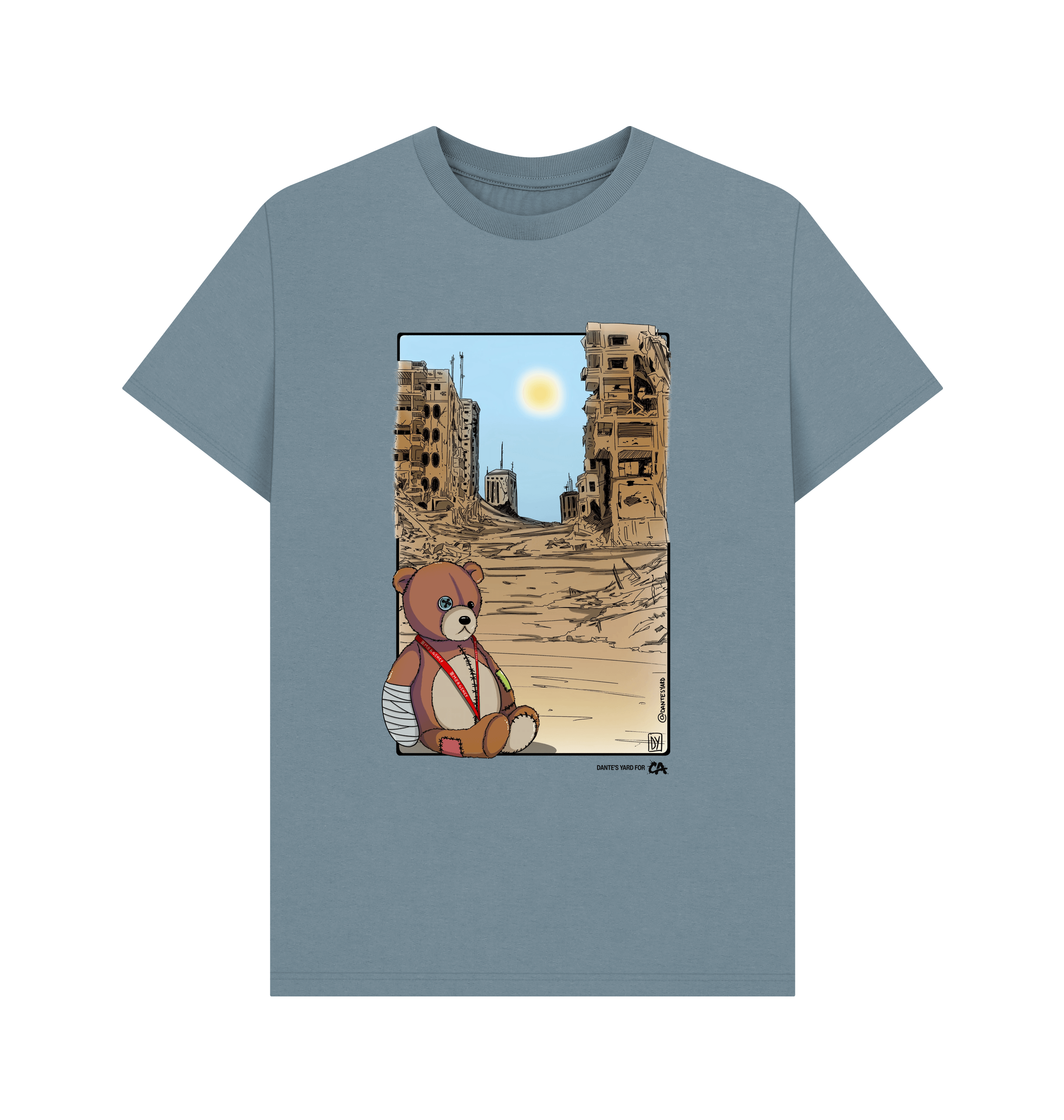 Stone Blue Printed T-shirt Front