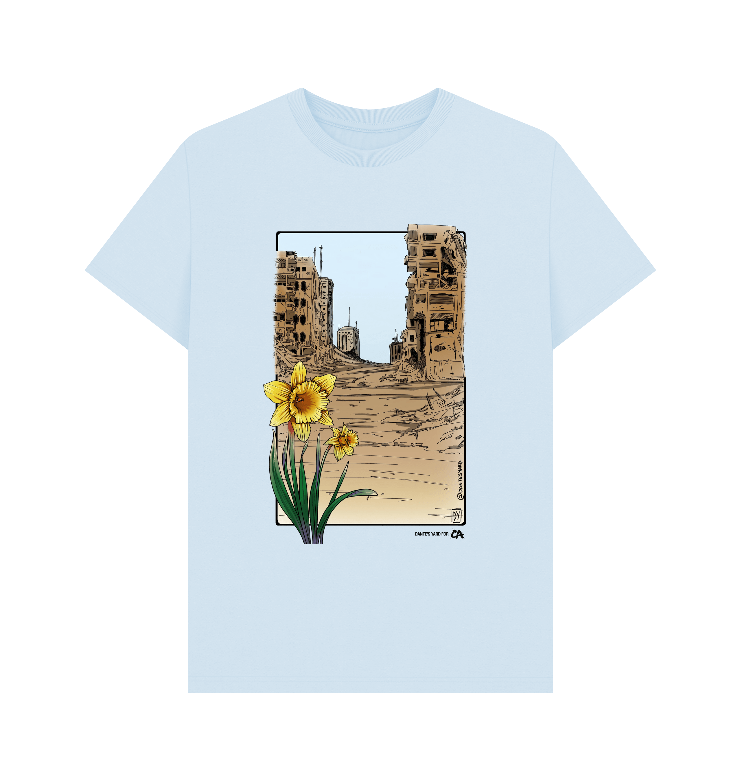 Sky Blue Printed T-shirt Front