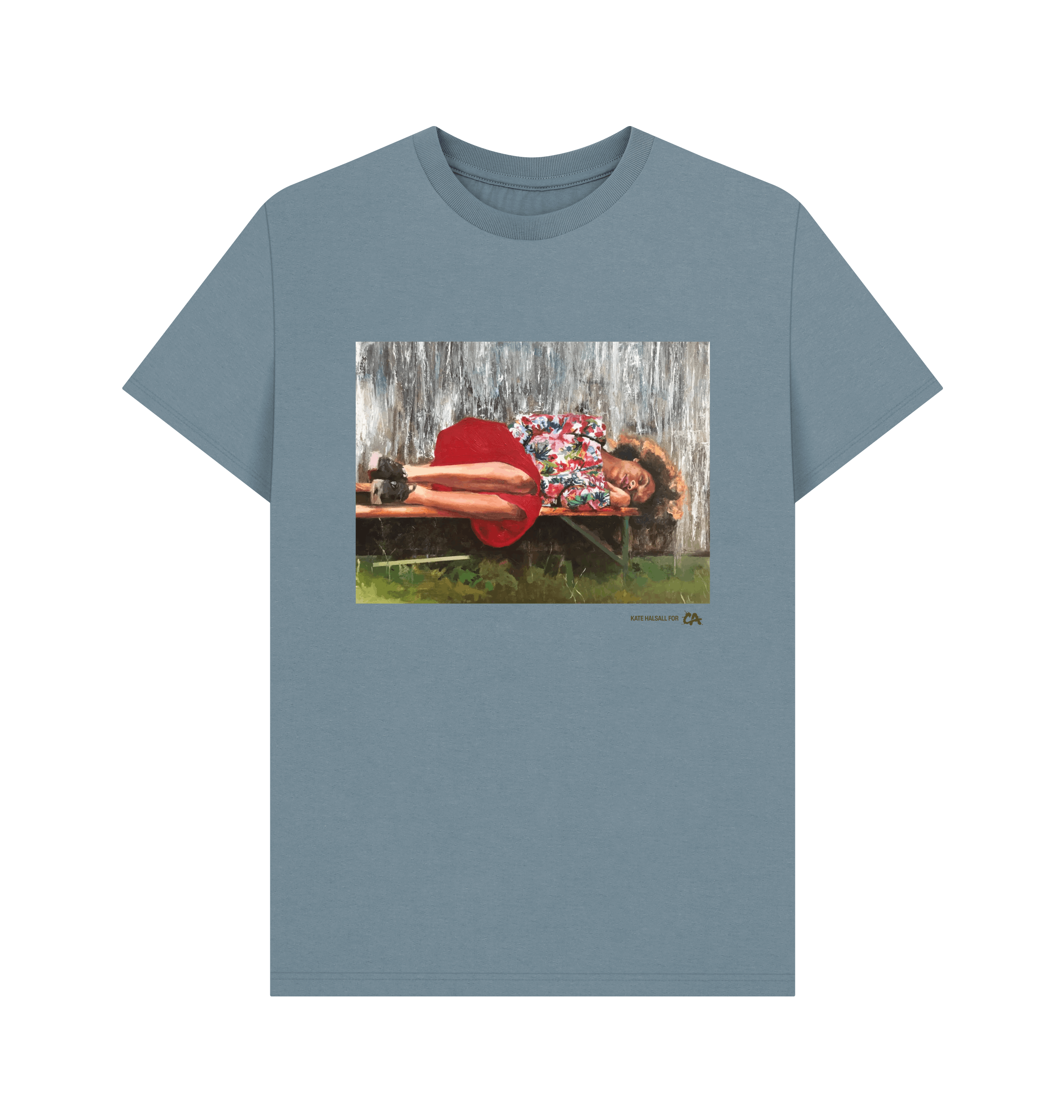 Stone Blue Printed T-shirt Front