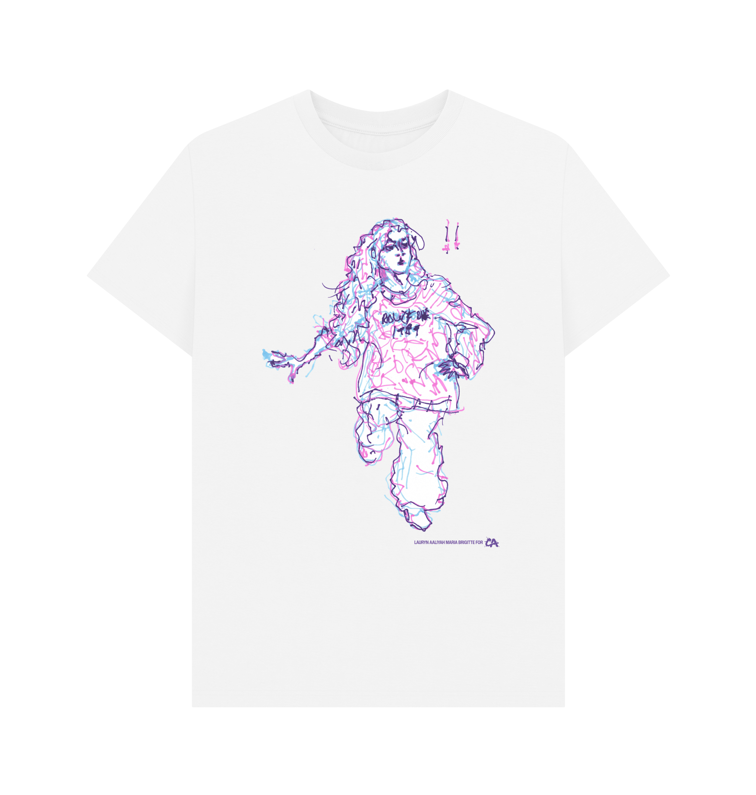 White Printed T-shirt Front