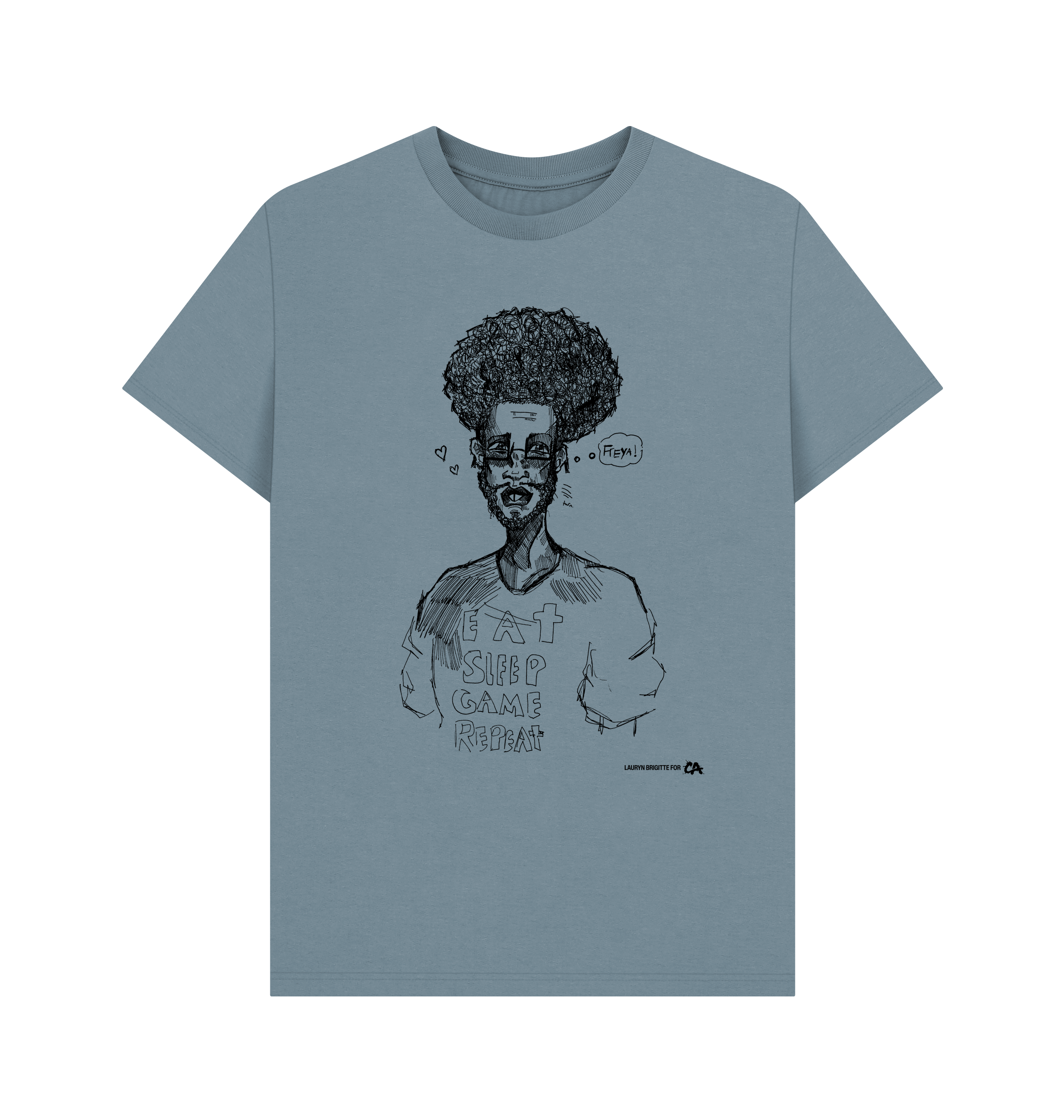 Stone Blue Printed T-shirt Front