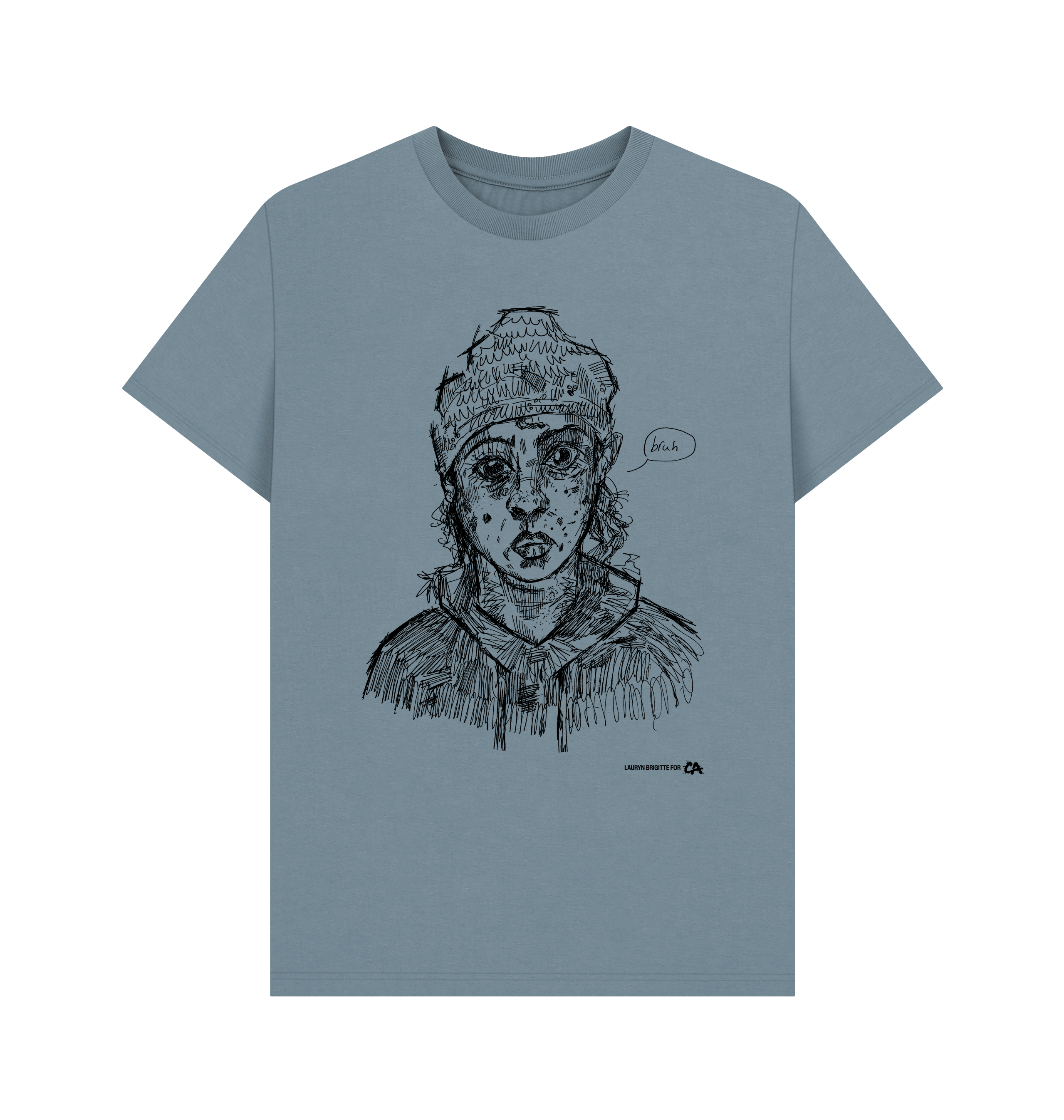 Stone Blue Printed T-shirt Front