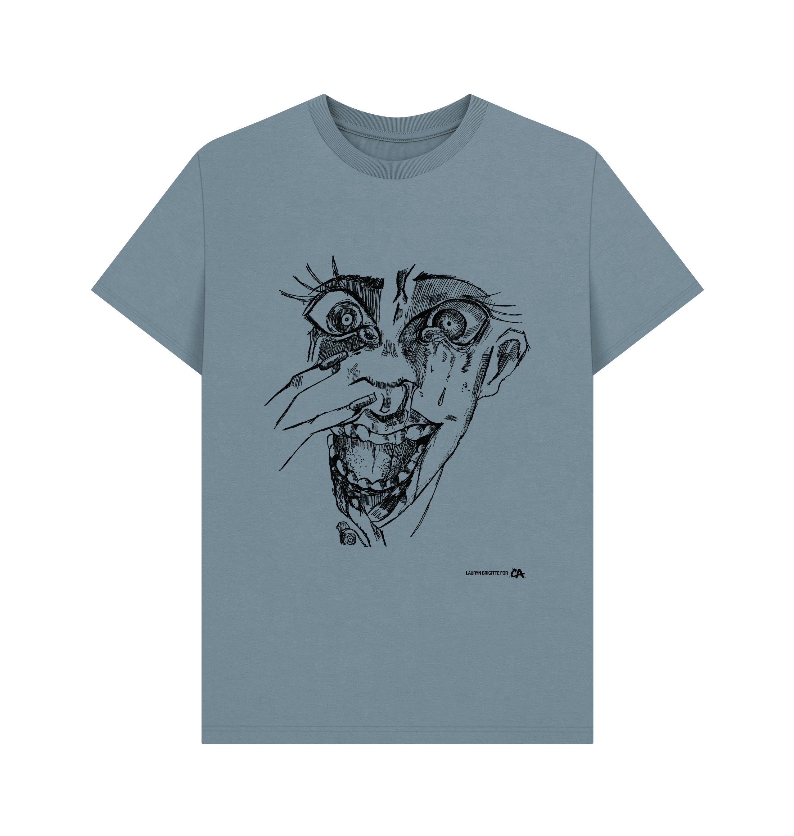 Stone Blue Printed T-shirt Front