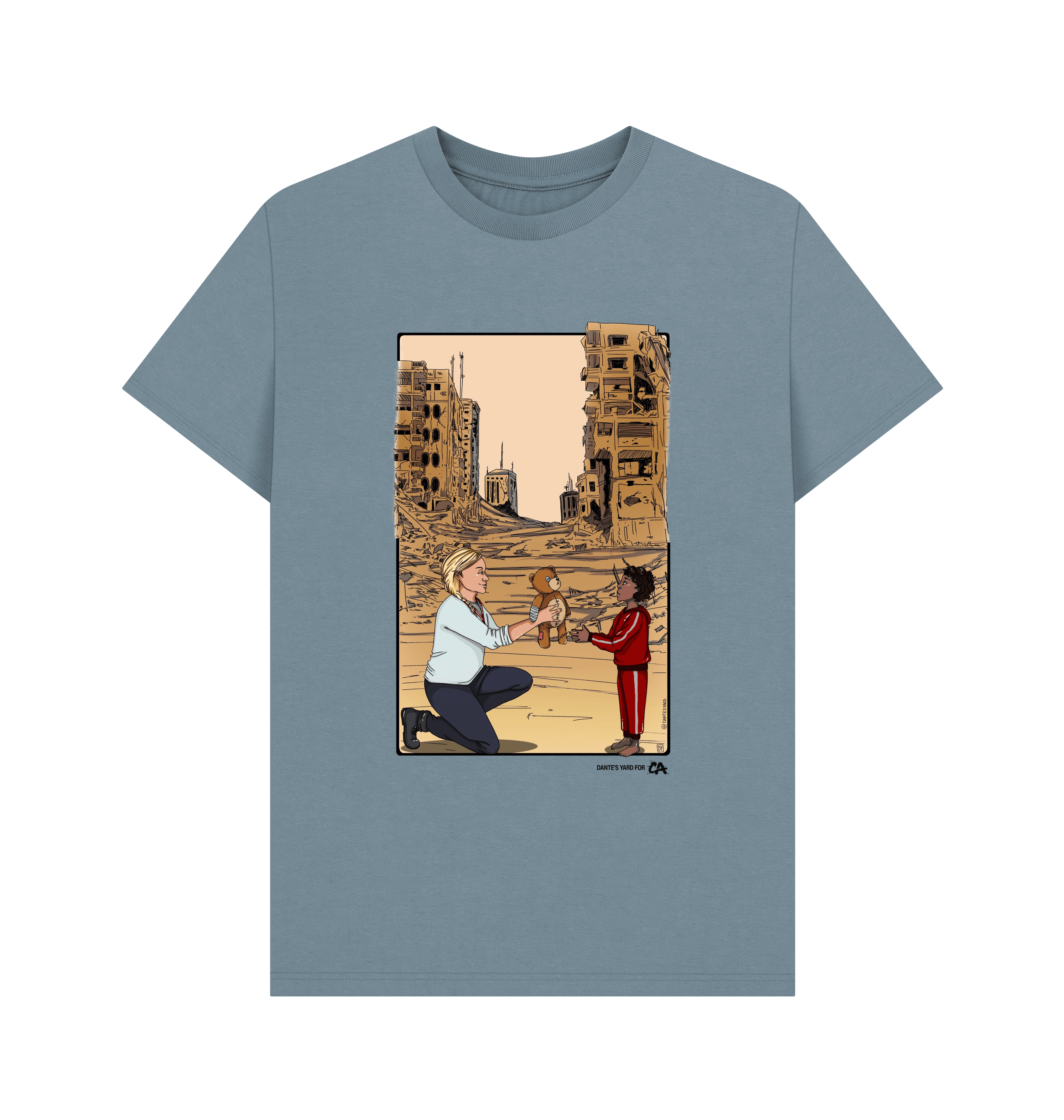 Stone Blue Printed T-shirt Front