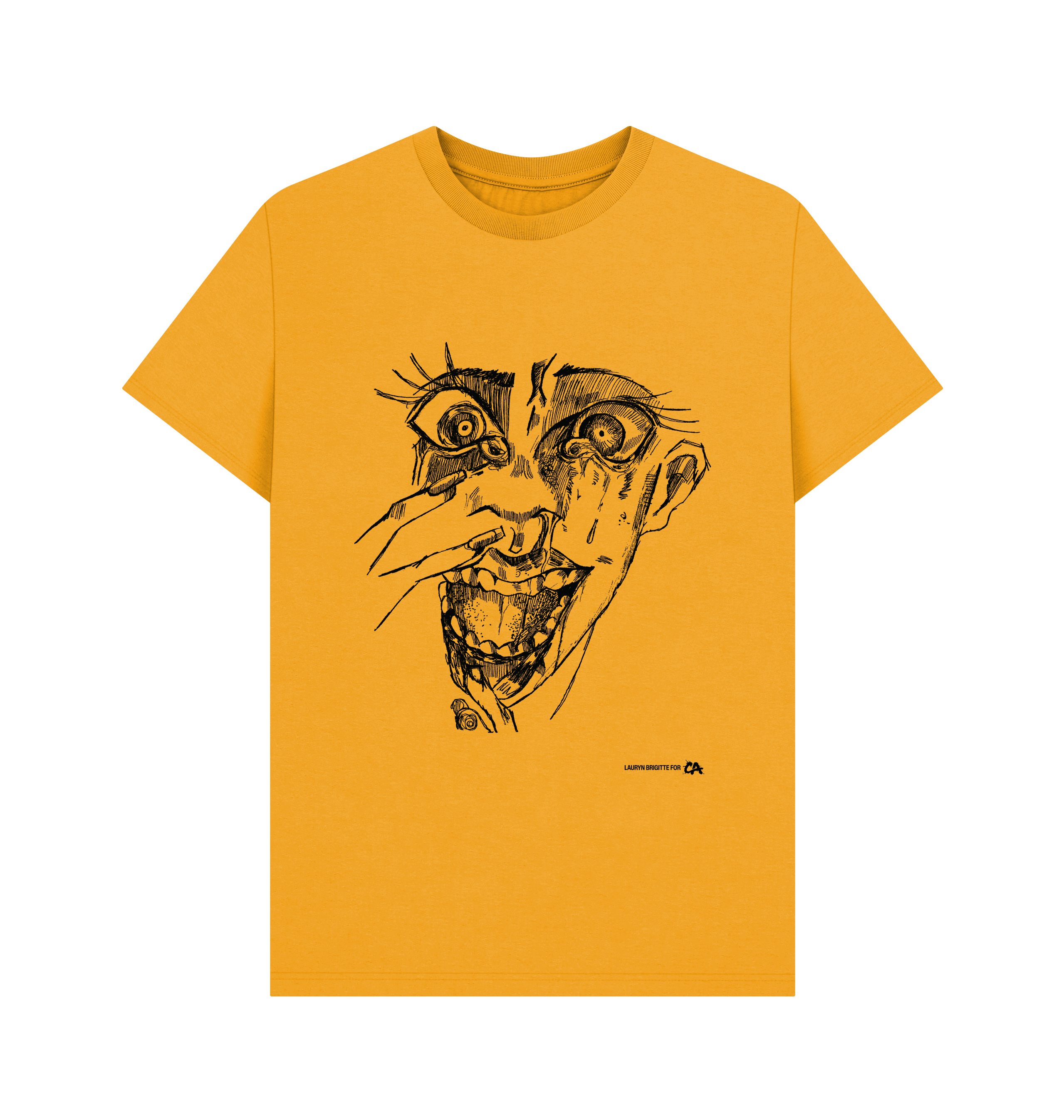 Mustard Printed T-shirt Front
