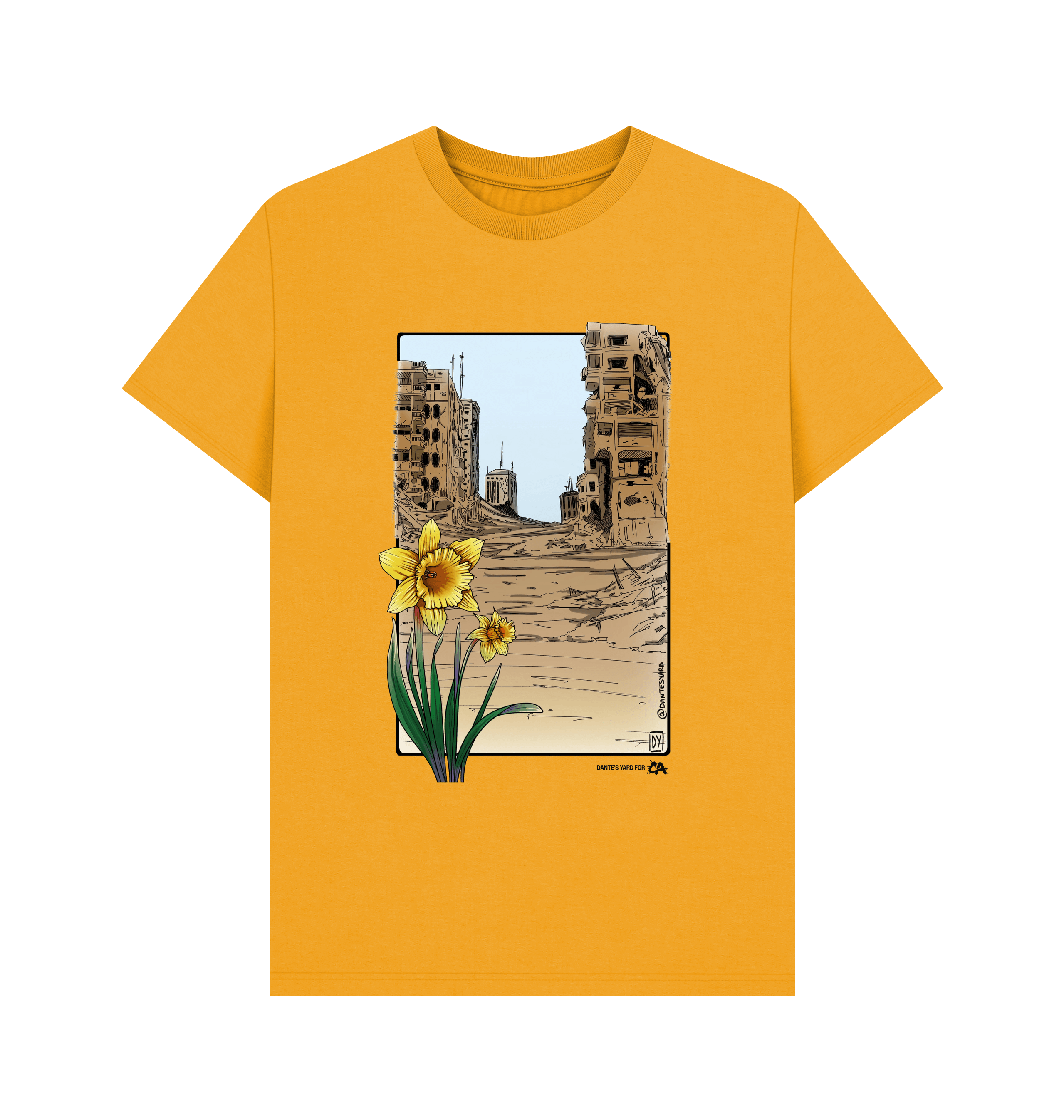 Mustard Printed T-shirt Front