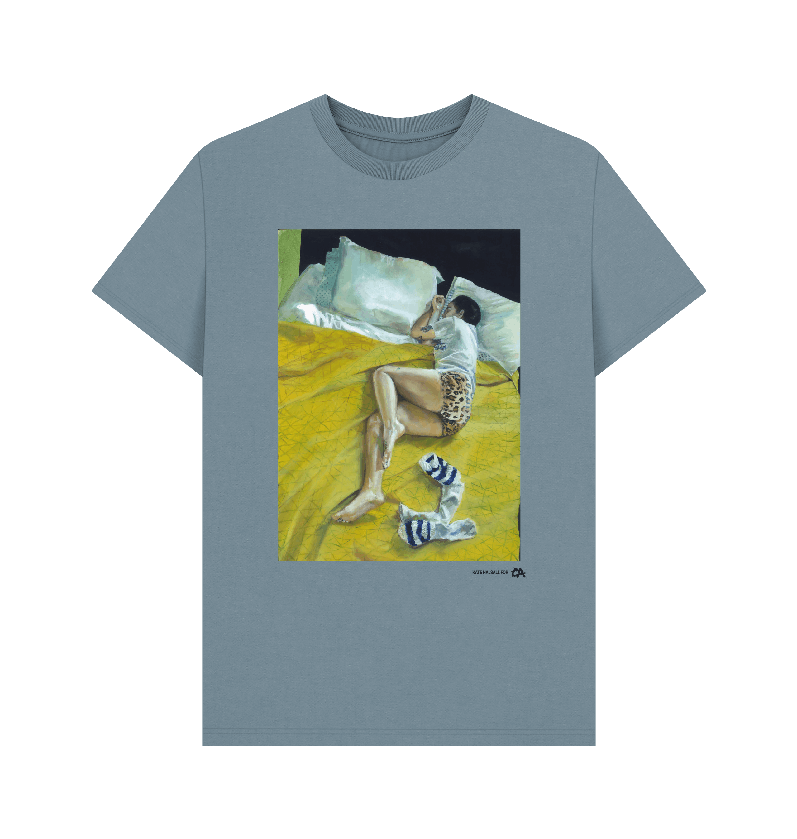 Stone Blue Printed T-shirt Front