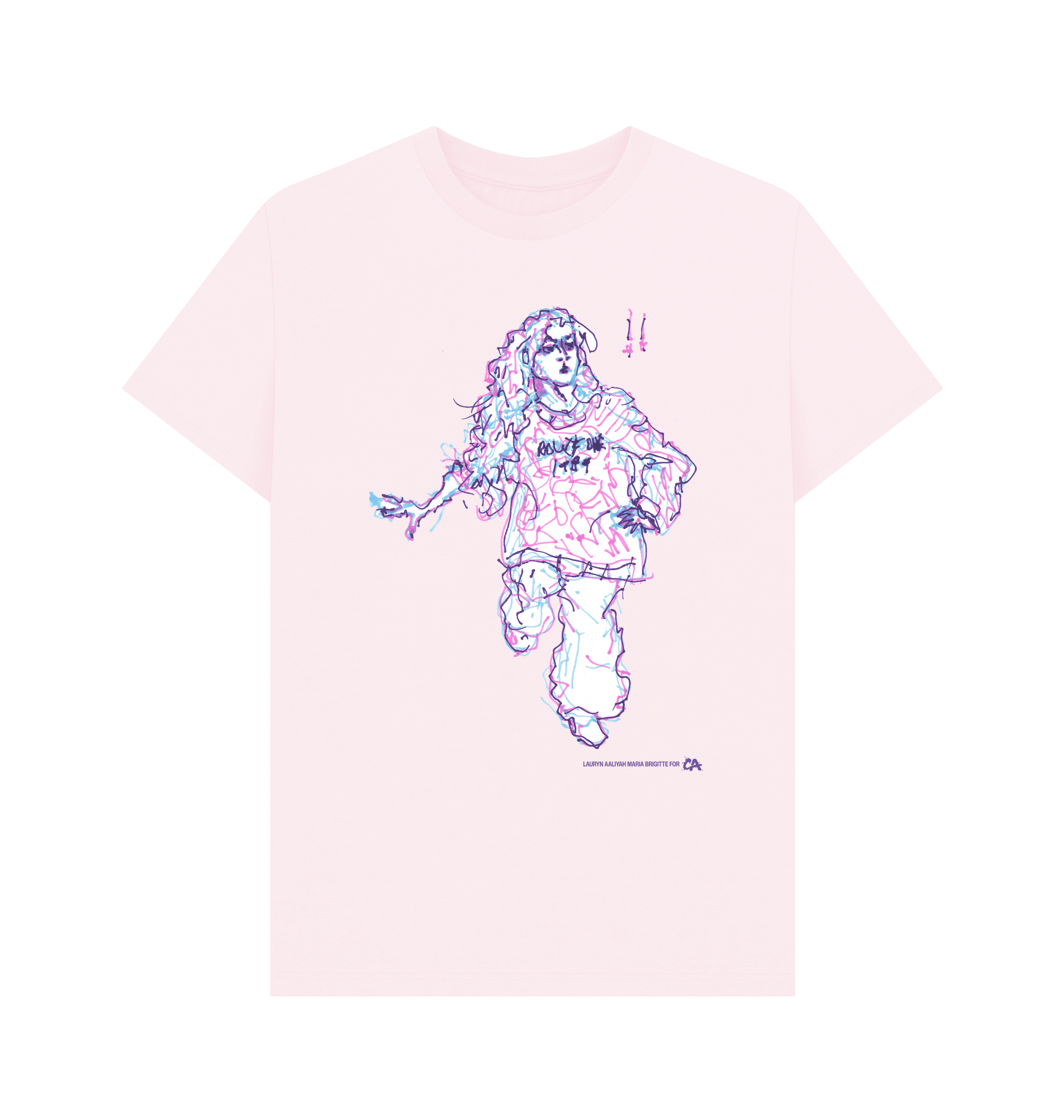 Pink Printed T-shirt Front