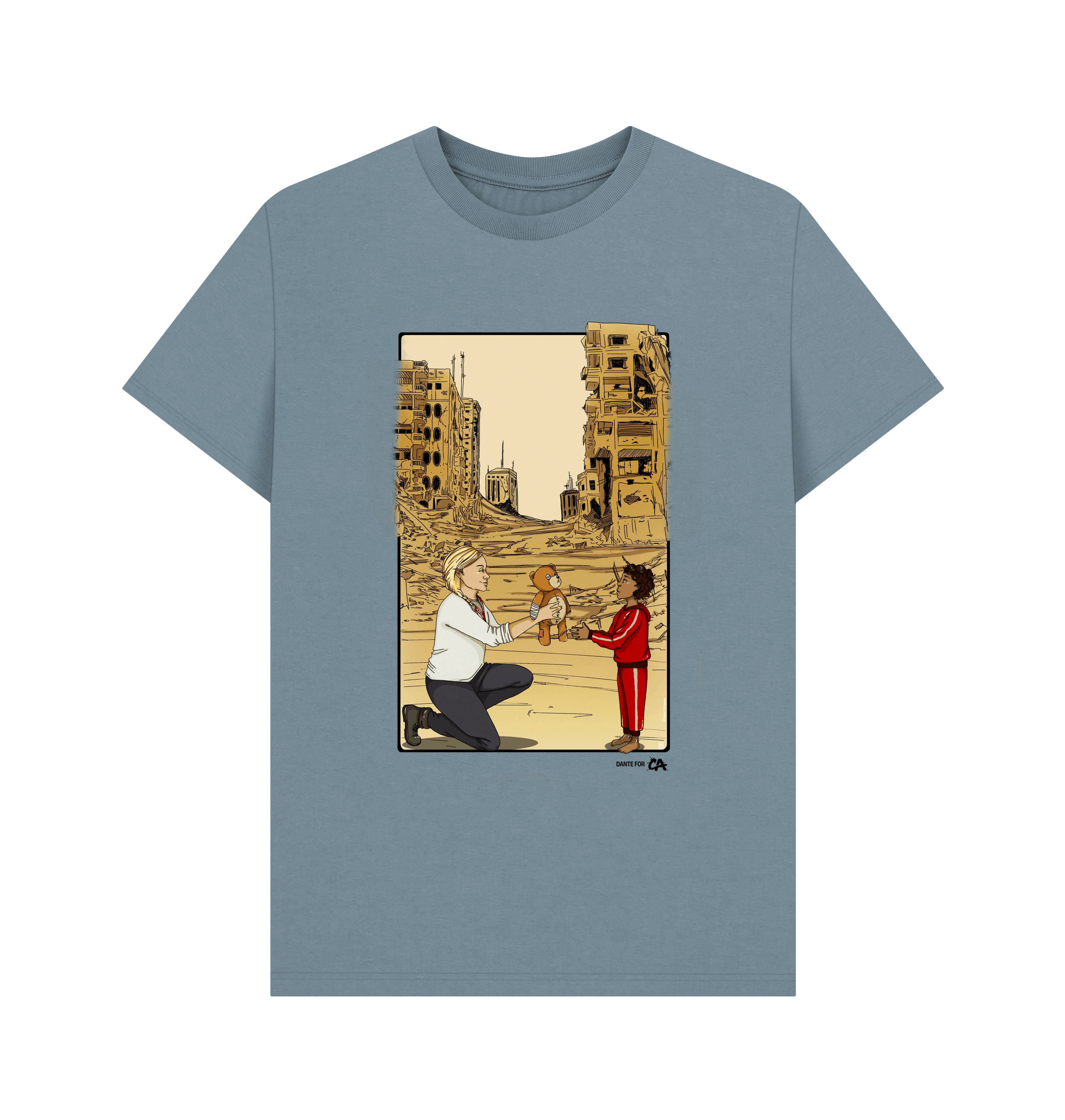 Stone Blue Printed T-shirt Front