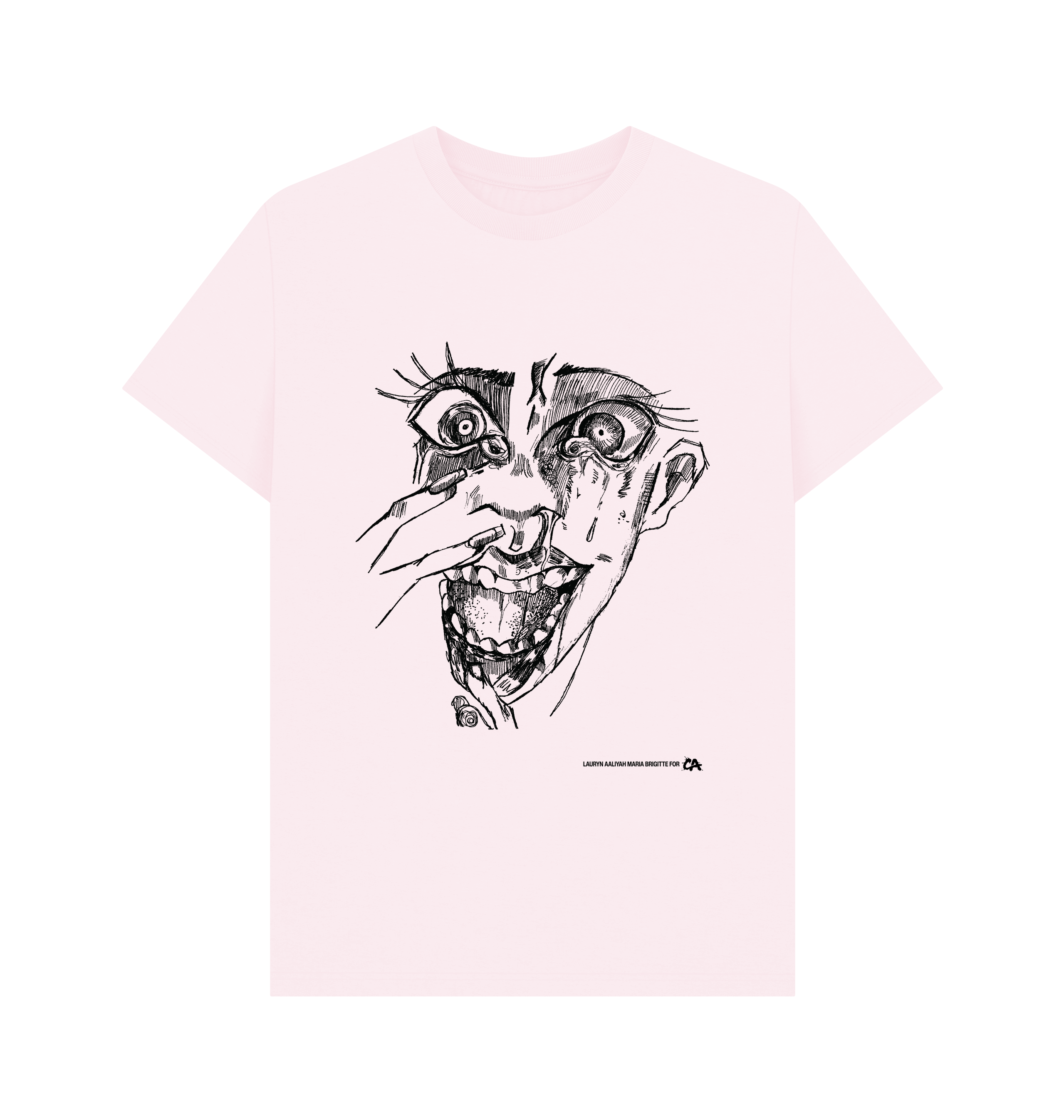 Pink Printed T-shirt Front