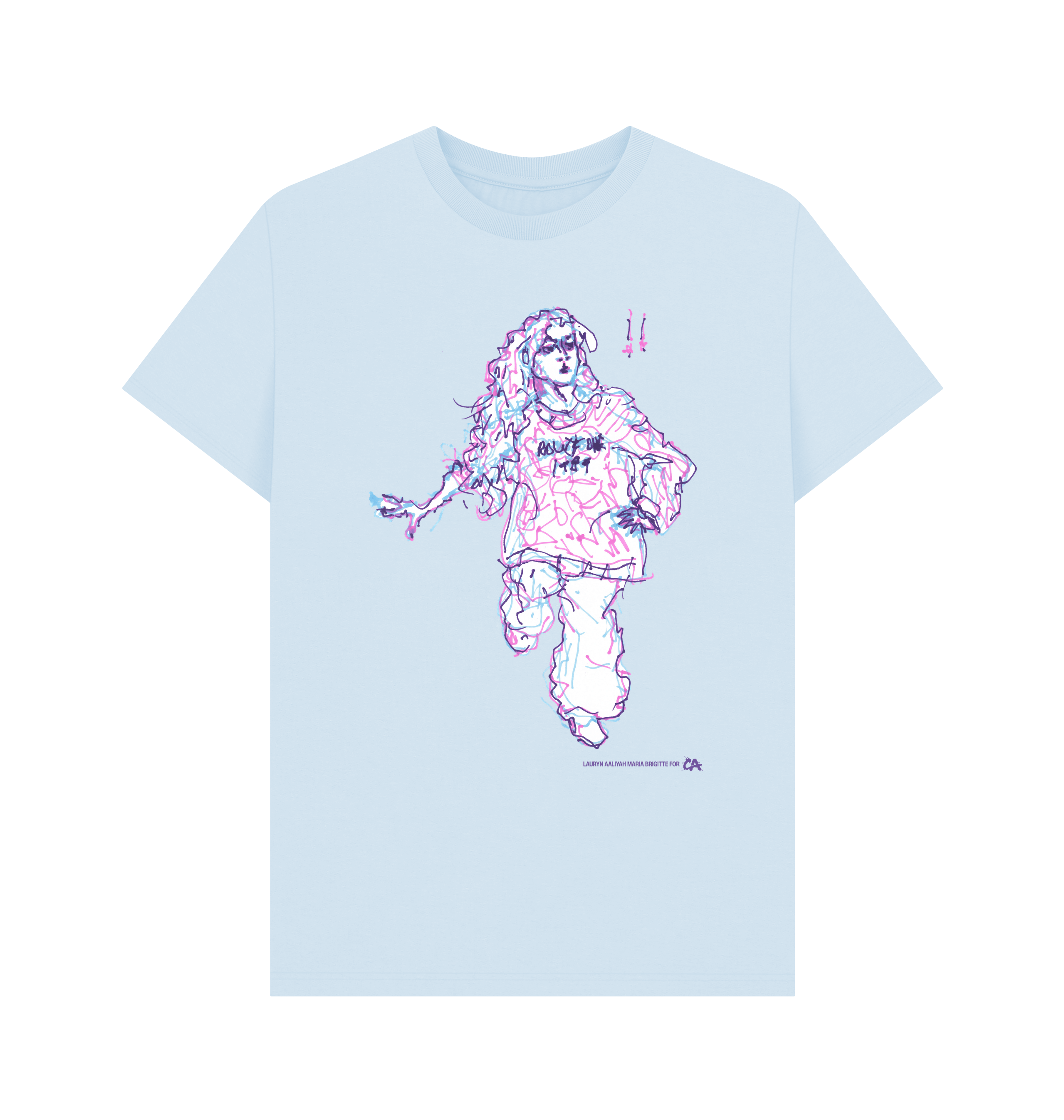 Sky Blue Printed T-shirt Front