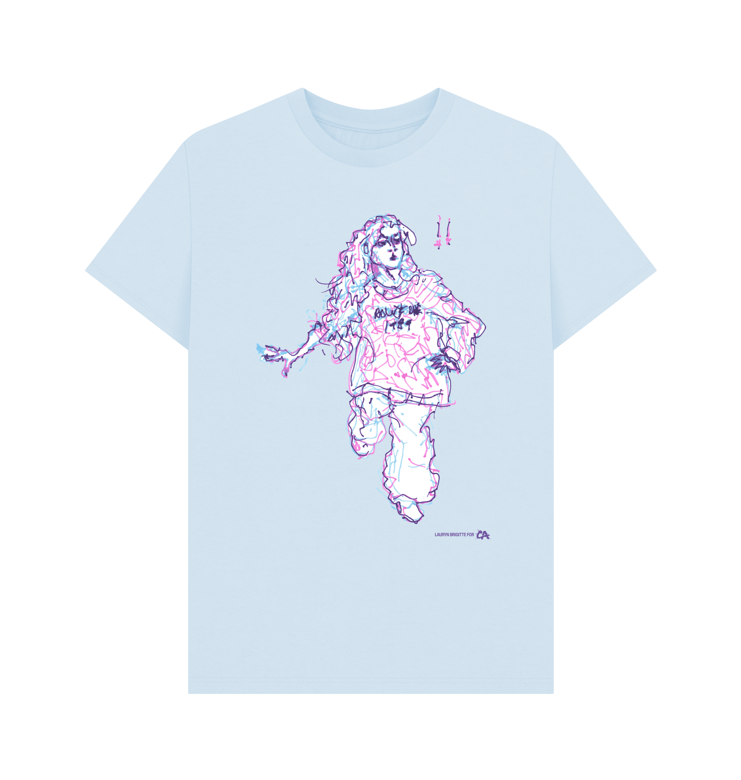 Sky Blue Printed T-shirt Front