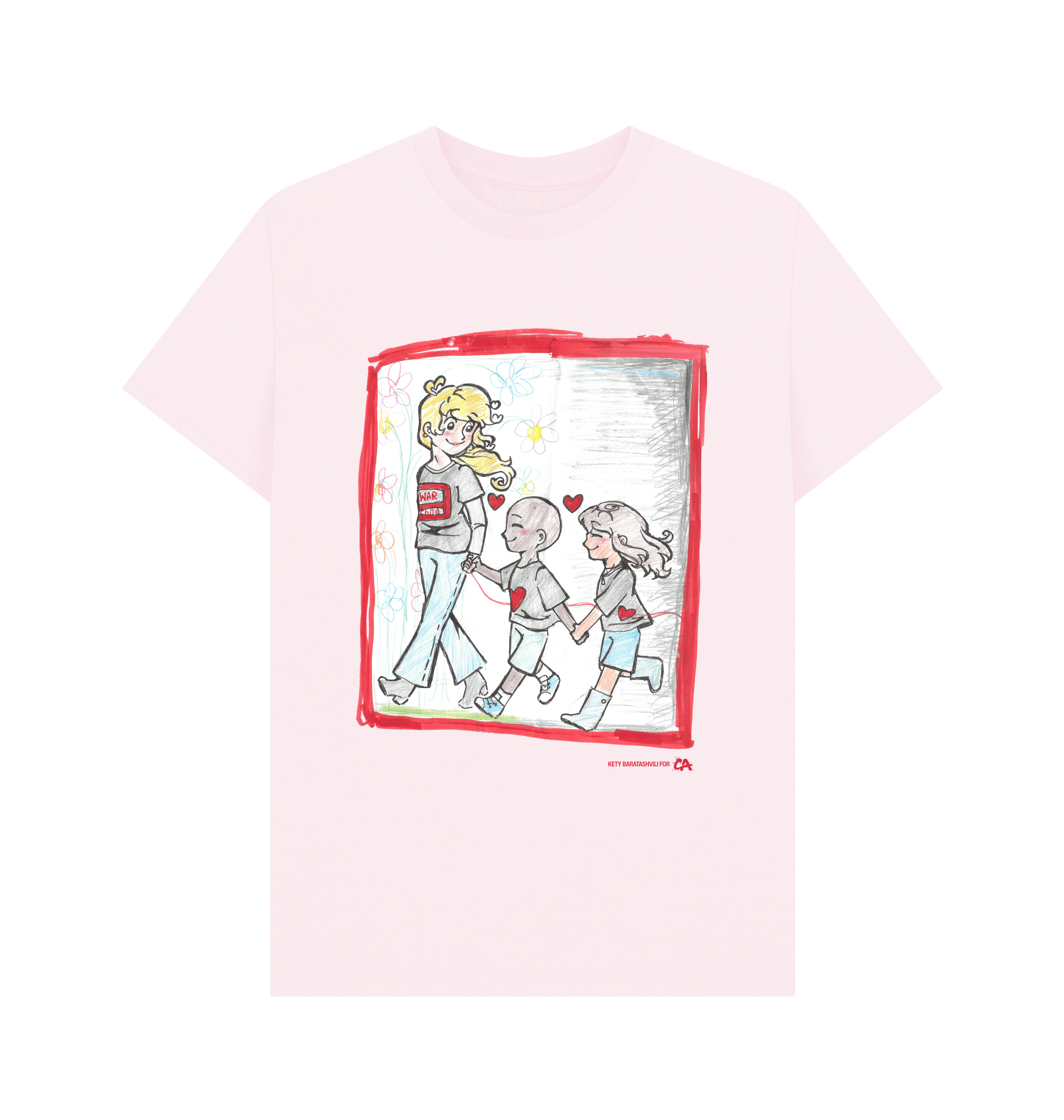 Pink Printed T-shirt Front