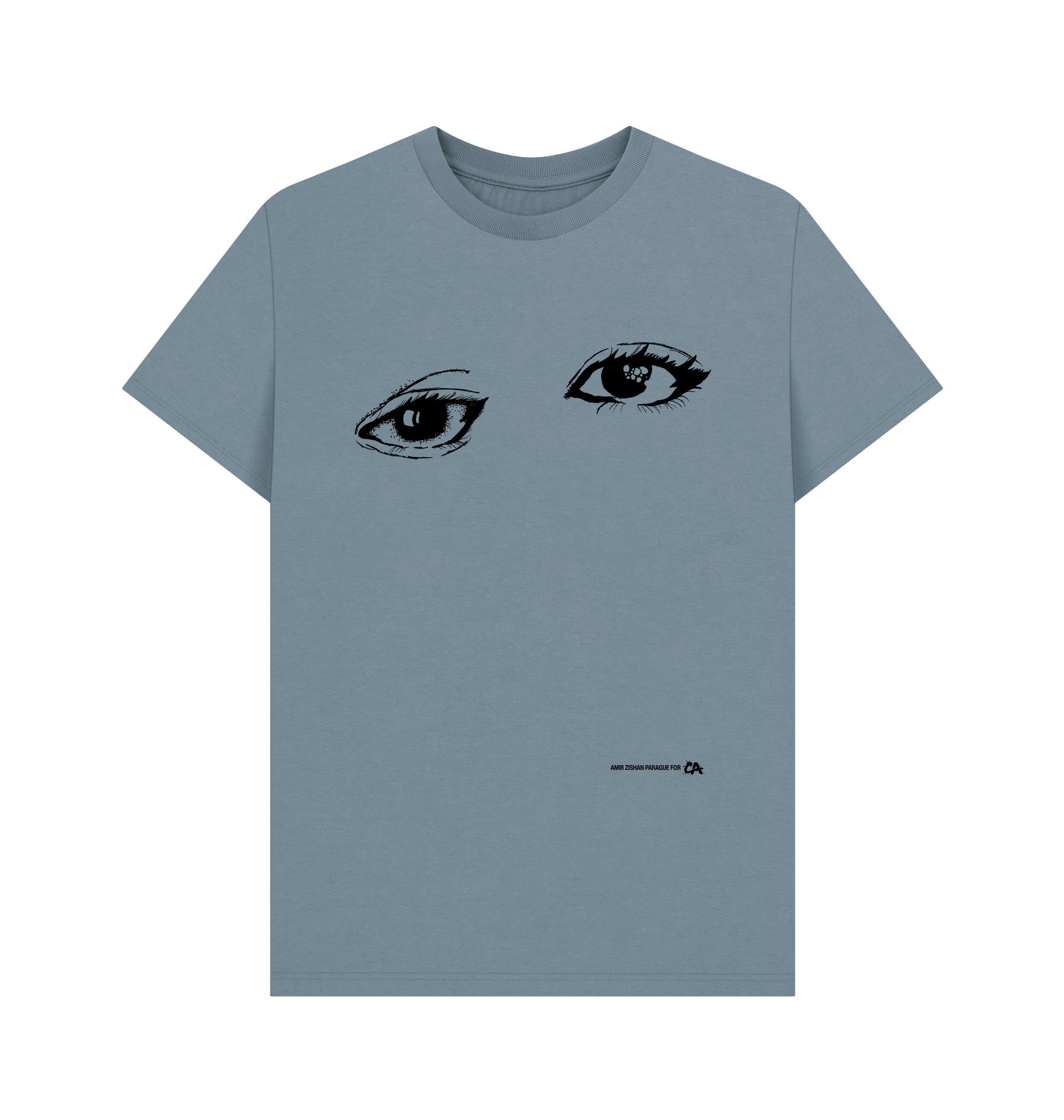 Stone Blue Printed T-shirt Front