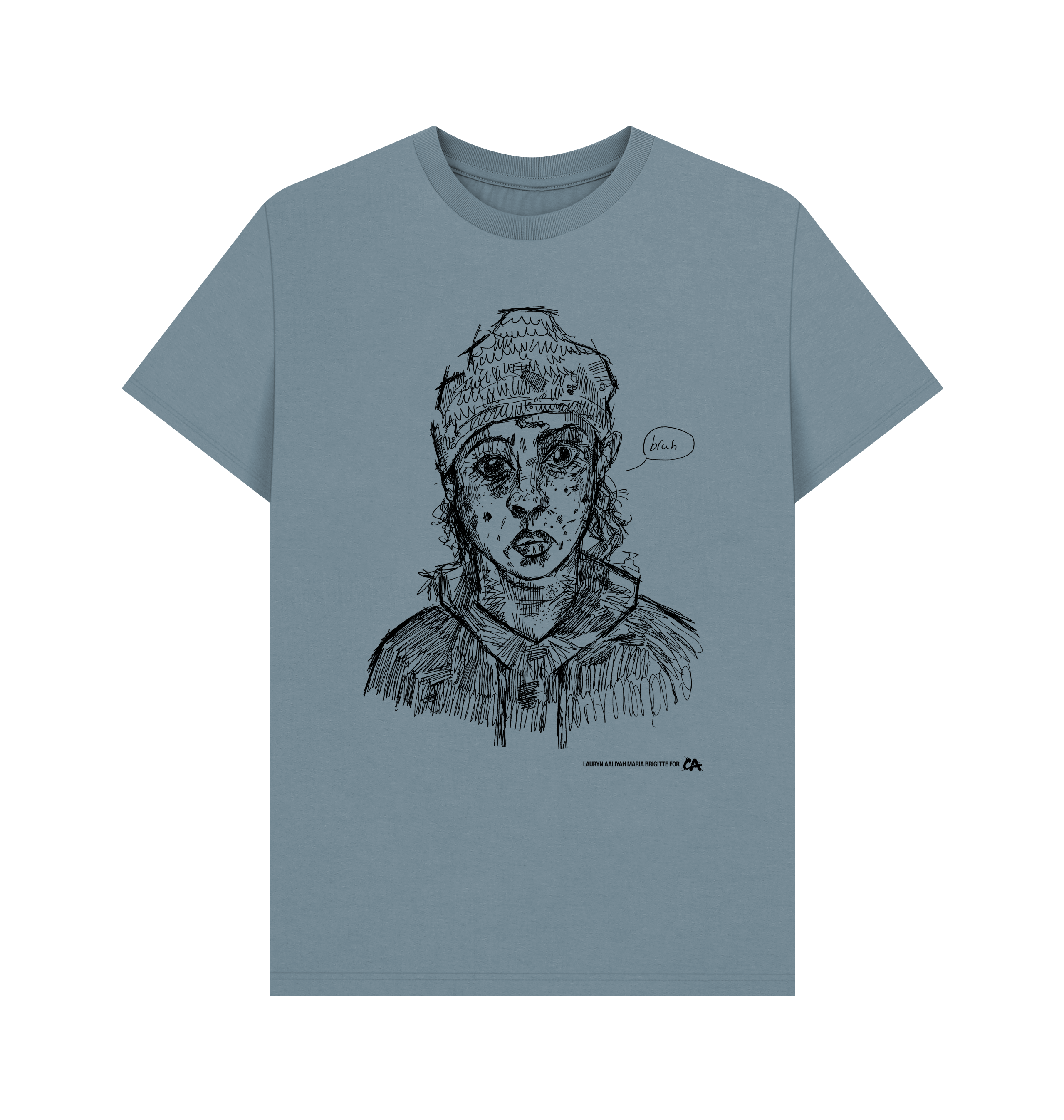 Stone Blue Printed T-shirt Front