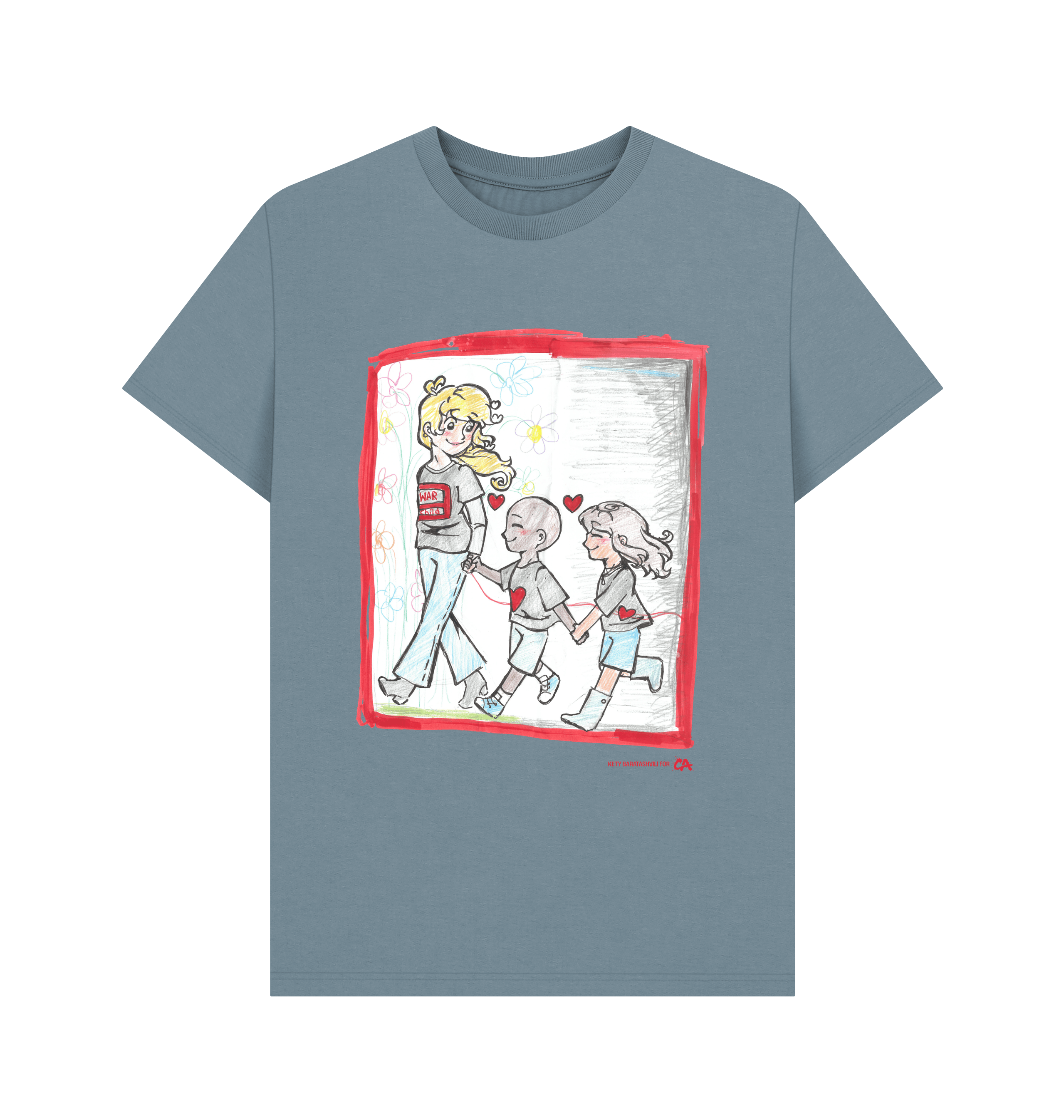 Stone Blue Printed T-shirt Front