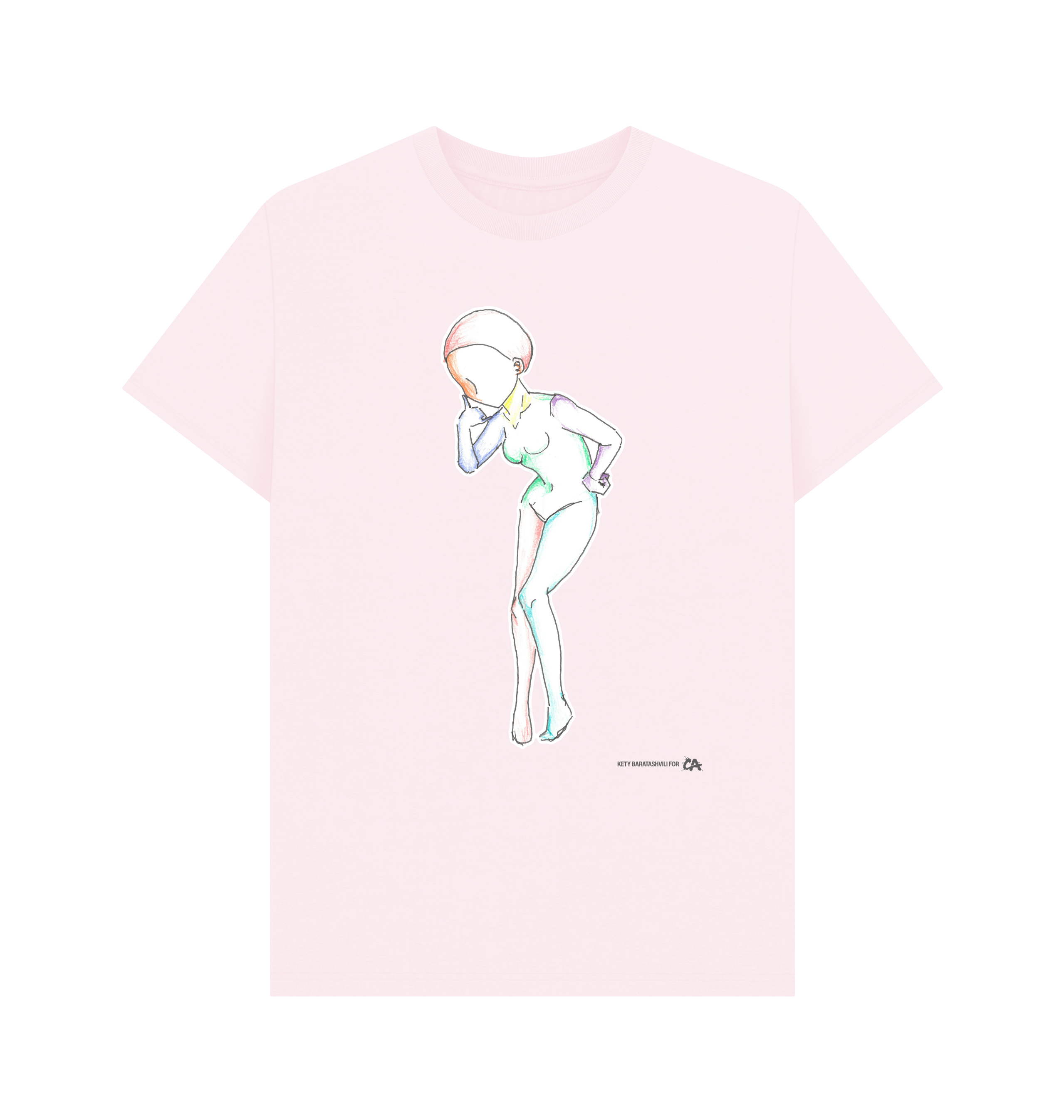 Pink Printed T-shirt Front