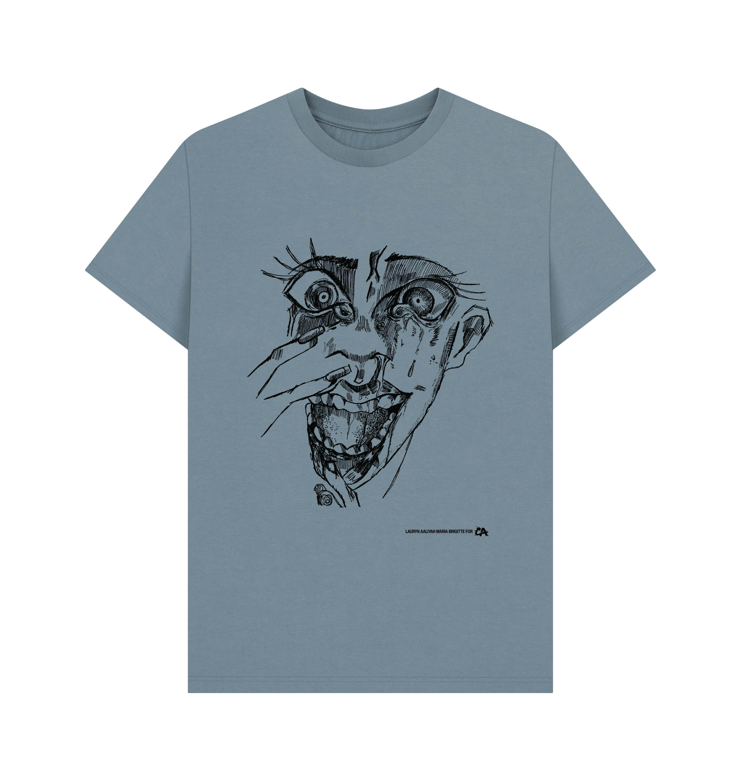 Stone Blue Printed T-shirt Front