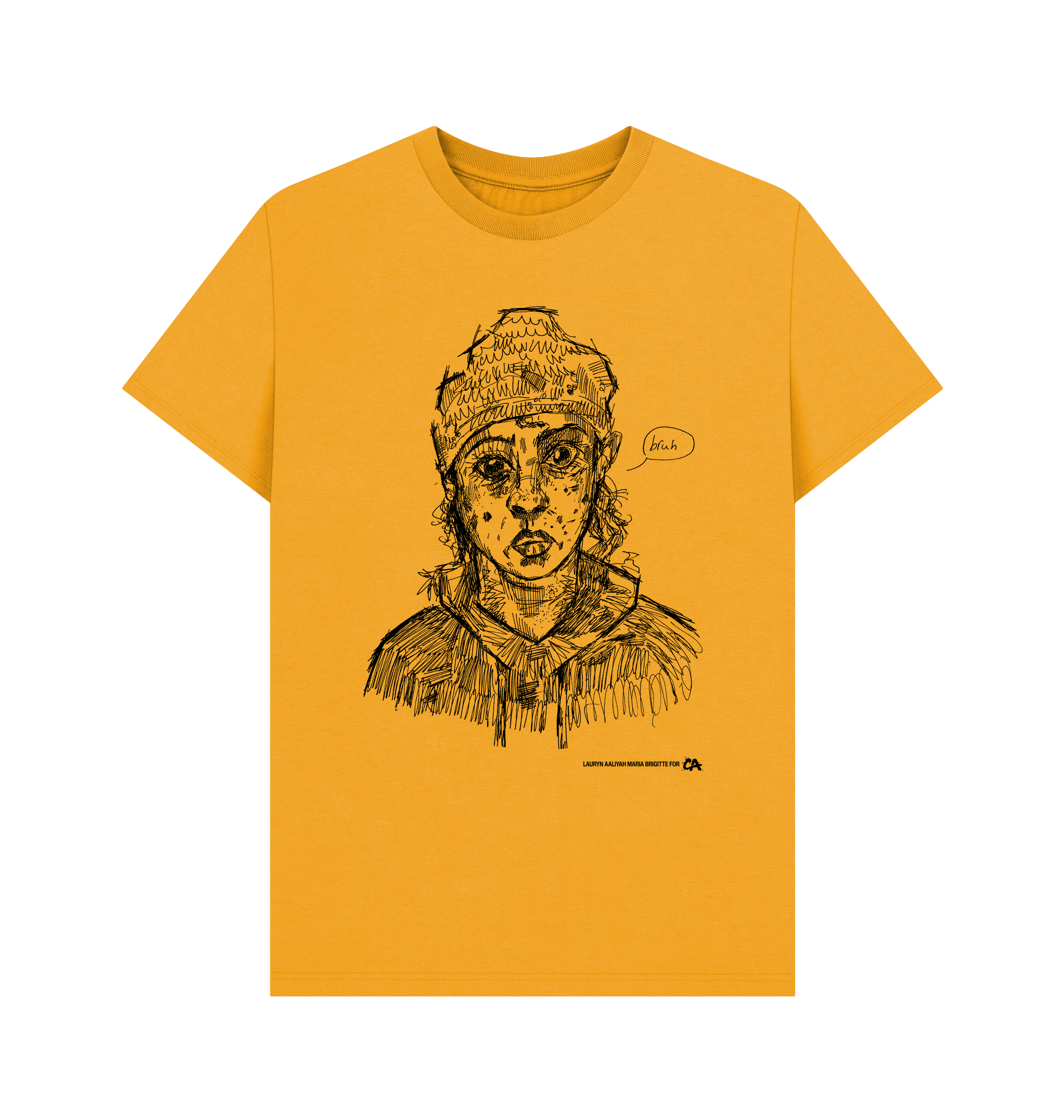 Mustard Printed T-shirt Front