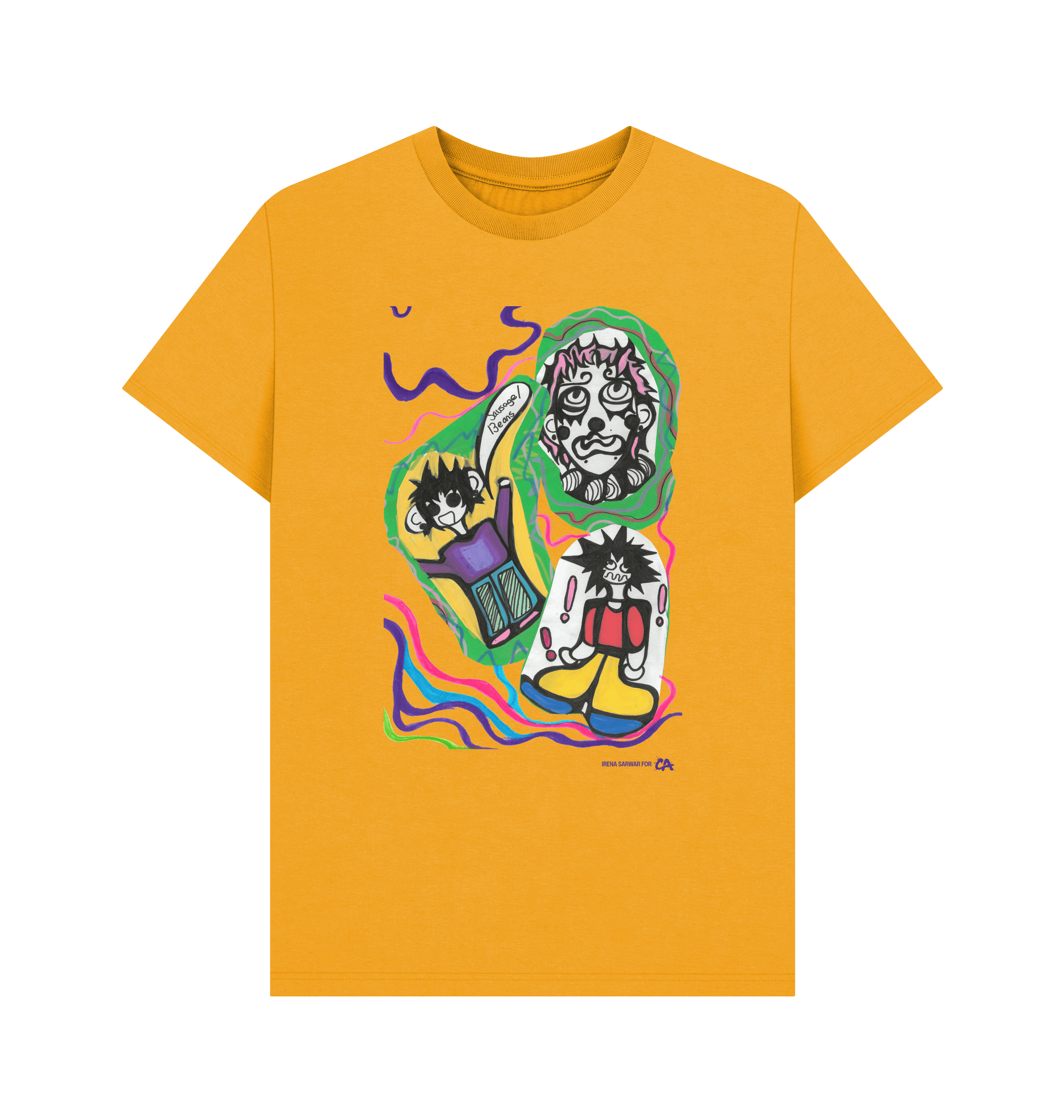 Mustard Printed T-shirt Front