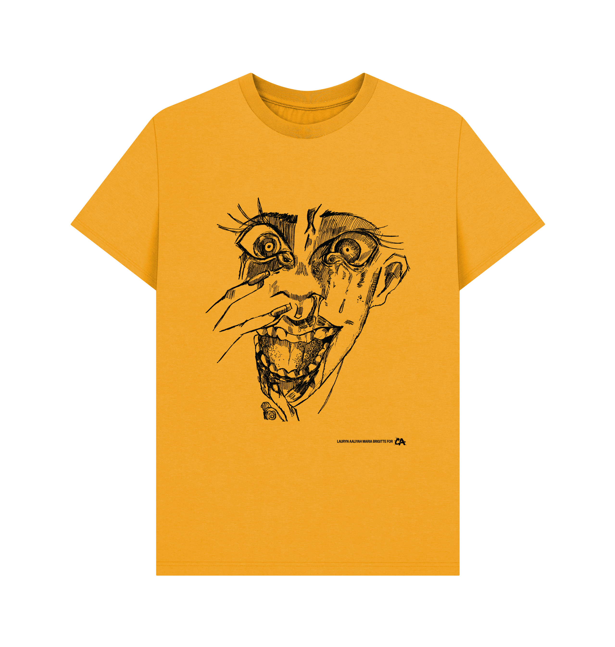 Mustard Printed T-shirt Front