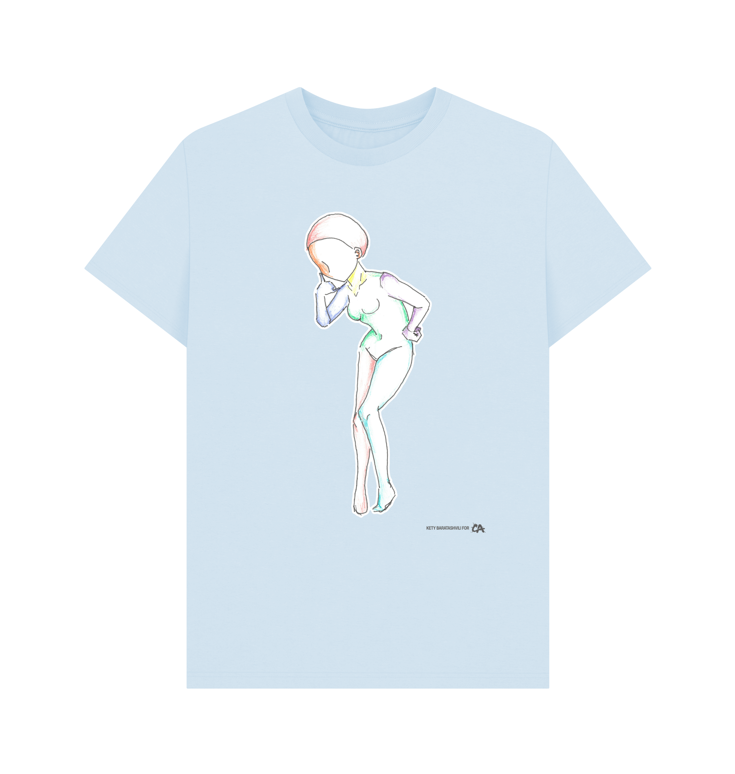 Sky Blue Printed T-shirt Front